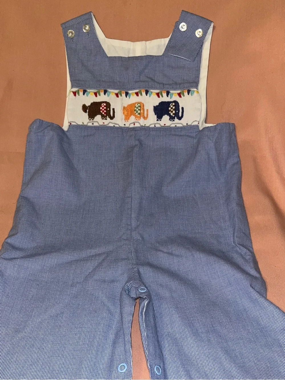 Little English Light Blue Gingham Baby Romper